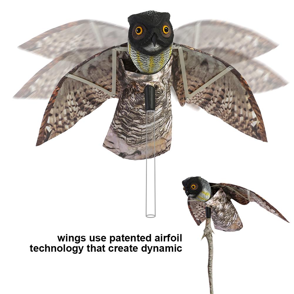 Prowler Eule mit beweglichem Flügel Garten Vogelscheuche Raubtier Attrappe Schädling