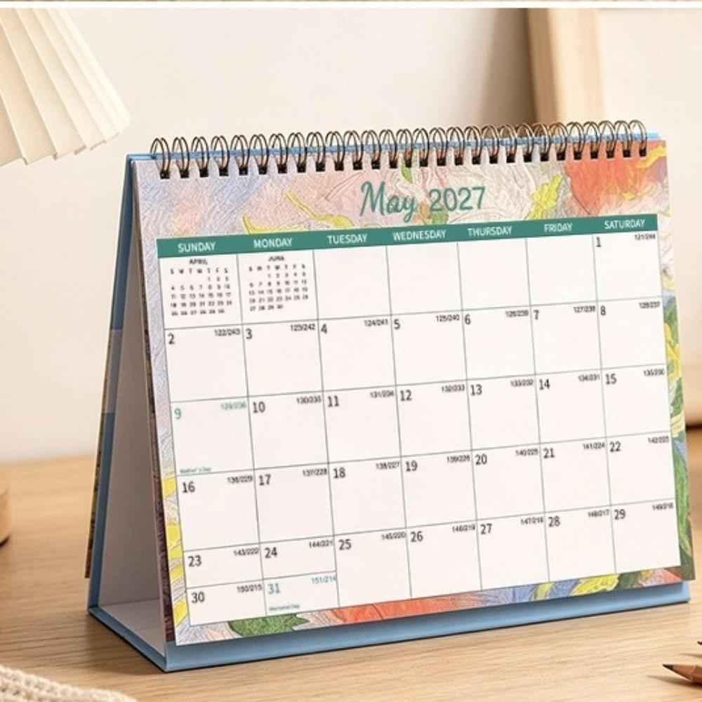 Spiral Bound Standing Flip Calendar Portable Daily Schedule Calendar Desktop Calendar For Students
