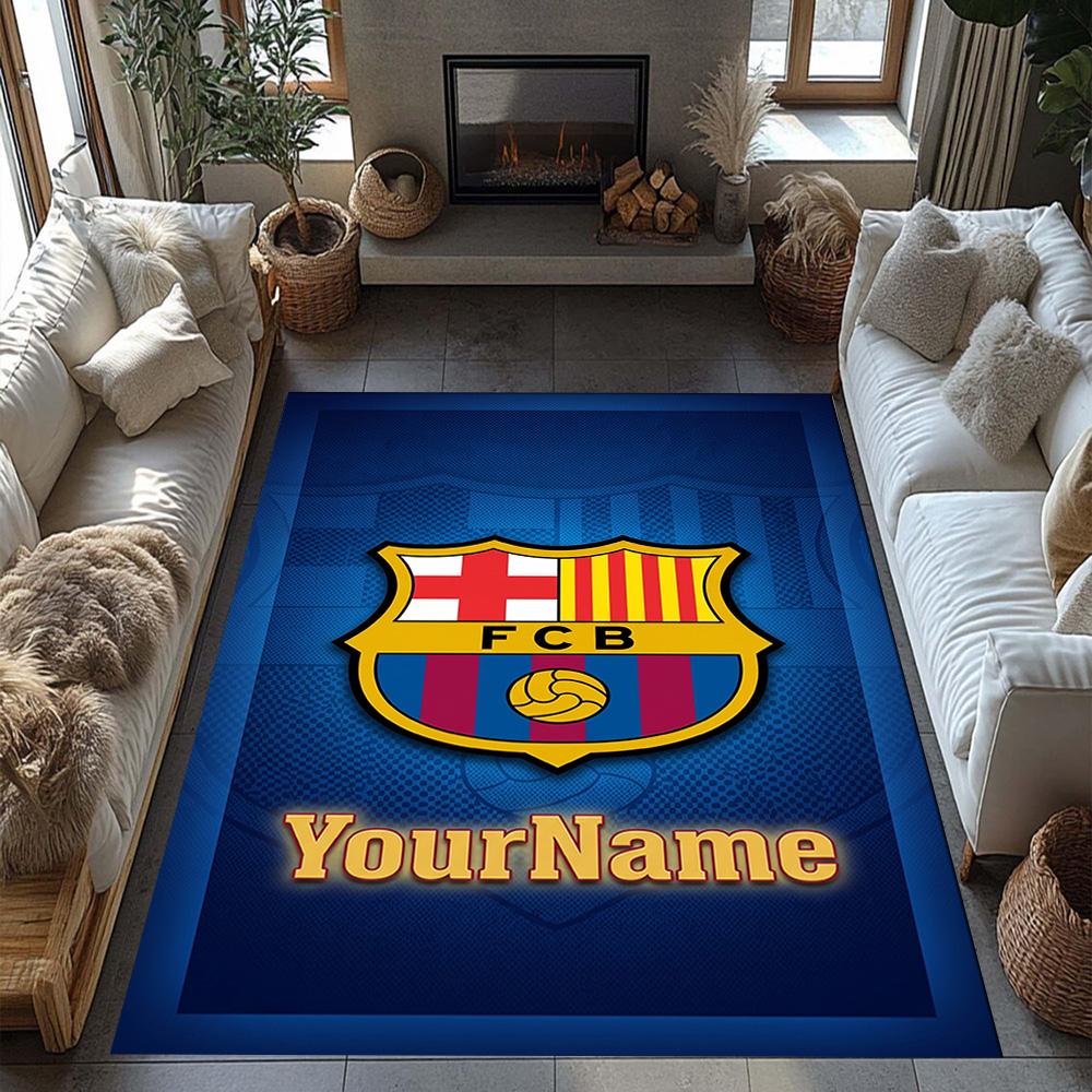 Fc Barcelona Customizable Name Area Rug Design for Bedrooms Hallway Foyer Living Rooms Anti-slip Rug Anime Office Decor