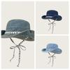 With Tie Belt Jeans Fisherman Hat Letter Sunscreen Hat Sweet Denim Bucket Hat  Travel