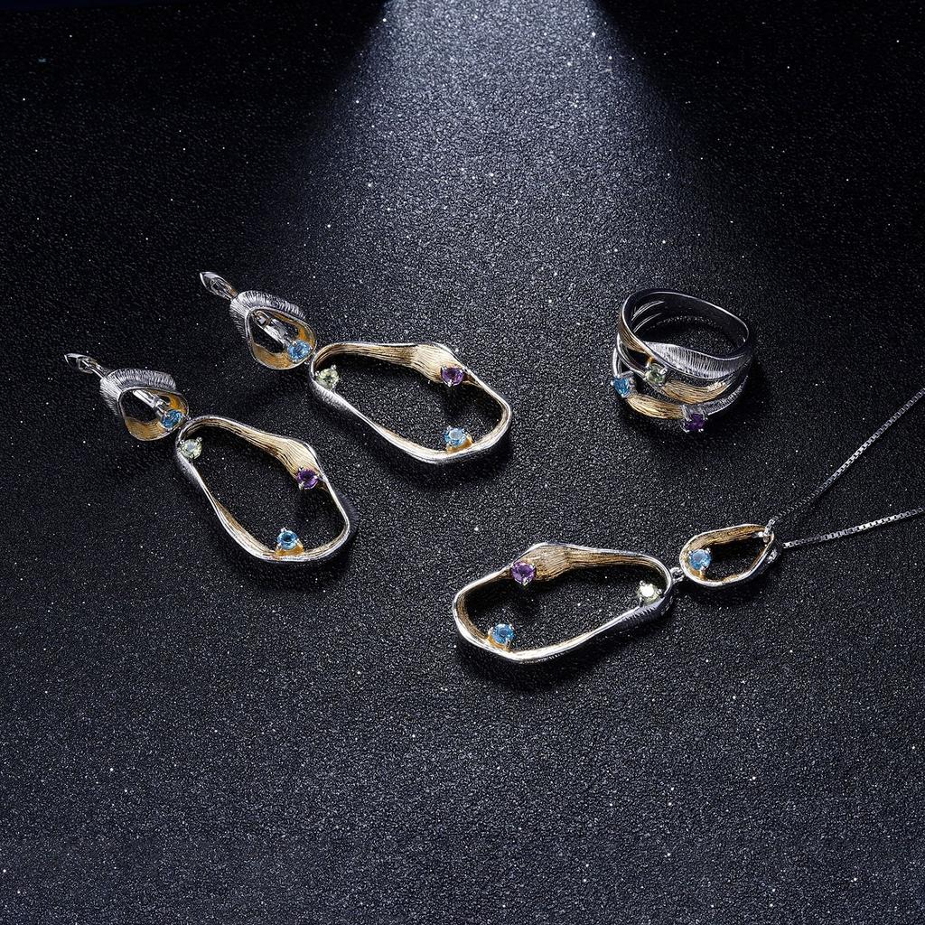 Original-Designer-High-End-Edelstein-Anhänger, italienische Handwerkskunst, S925-Sterlingsilber-Halskettenanhänger mit natürlichen farbigen Edelsteinen