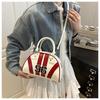 Sac à Bandoulière Rayé Color Block en Similicuir pour Femme Été Nouveau Sac de Soirée Semi-Cercle Sac à Main Sacoche Bowler Tendance