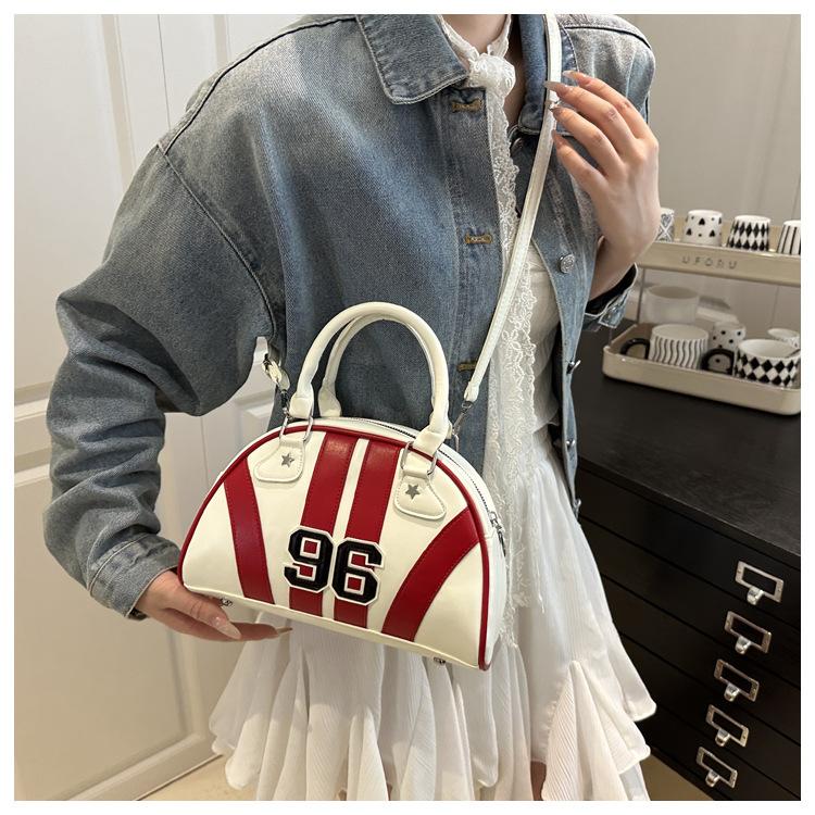Sac à Bandoulière Rayé Color Block en Similicuir pour Femme Été Nouveau Sac de Soirée Semi-Cercle Sac à Main Sacoche Bowler Tendance