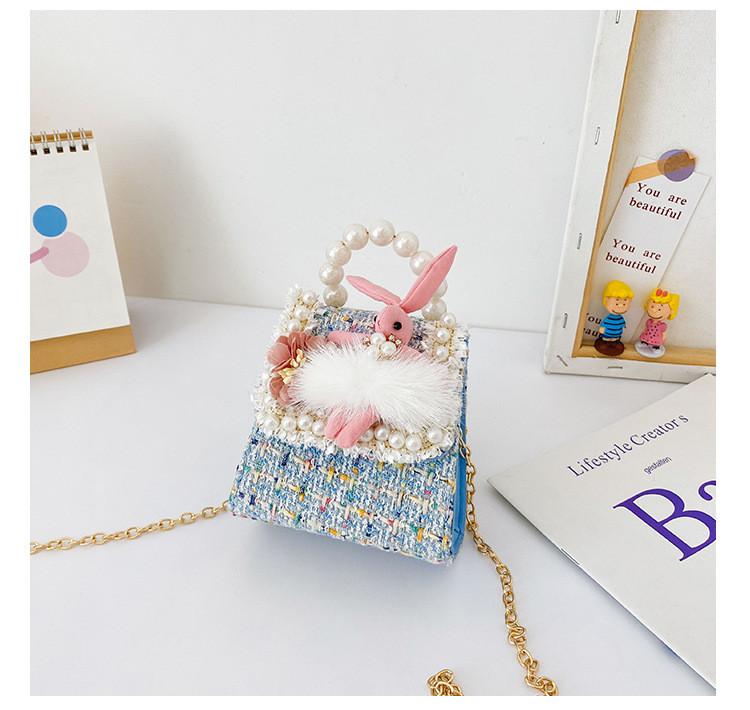 Cartoon Cute Bunny Pearl Handbag With Sequins Breathable Material Crossbody Bag