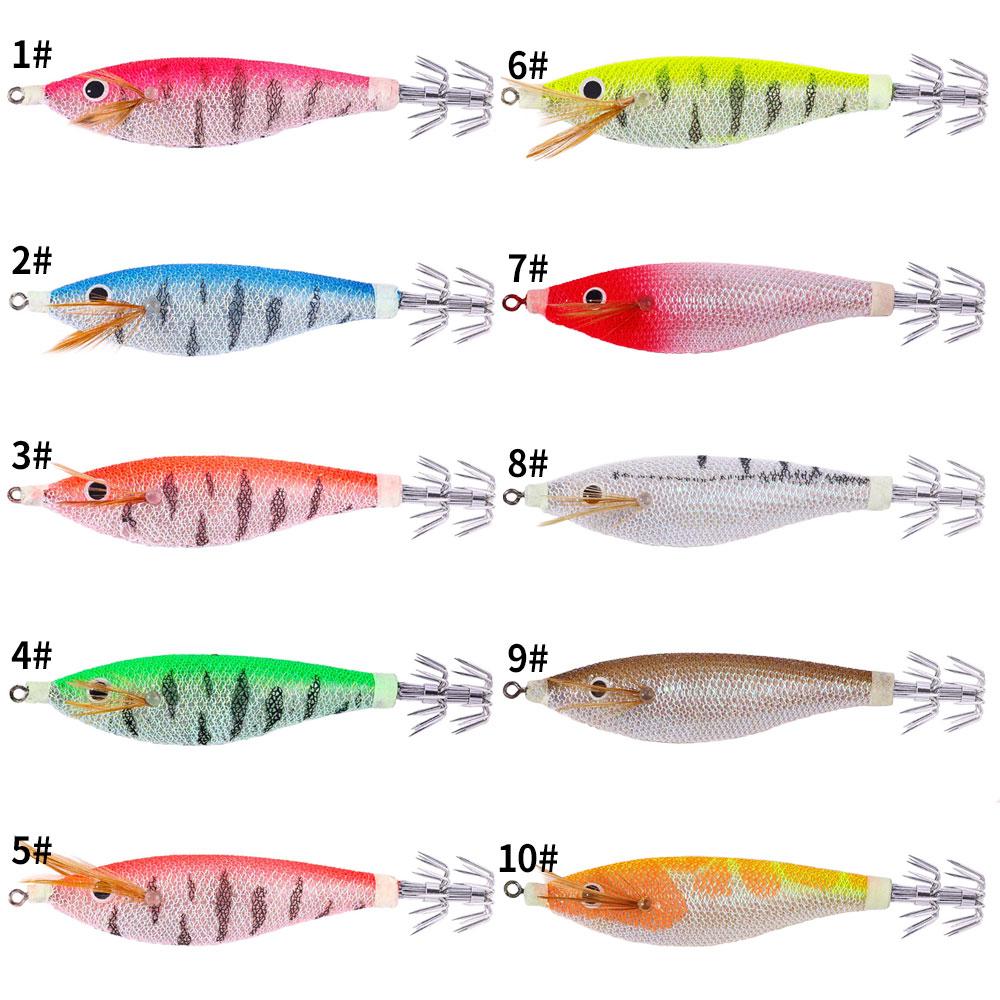 10cm 10g Fishing horizontal Squid Jigs Fishing Lure Artificial Squid Hook Jigging Baits For Sea Fishing Cuttlefish Luminous