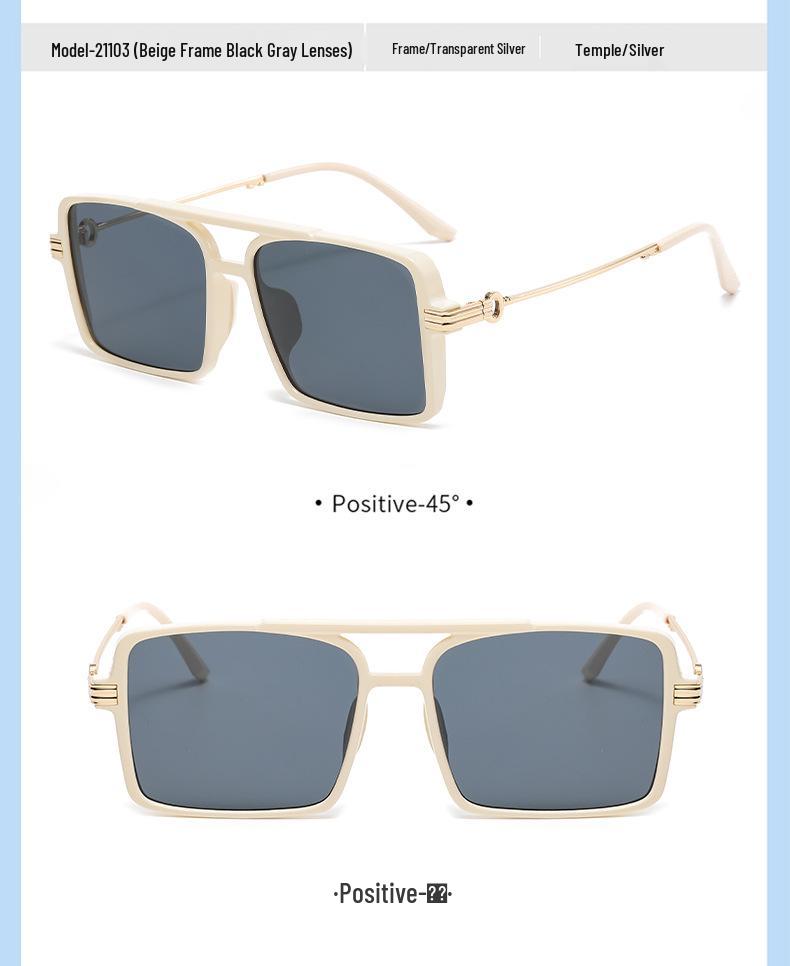 Korean Retro Metal Square Unisex Sunglasses - Blush, Anti-UV
