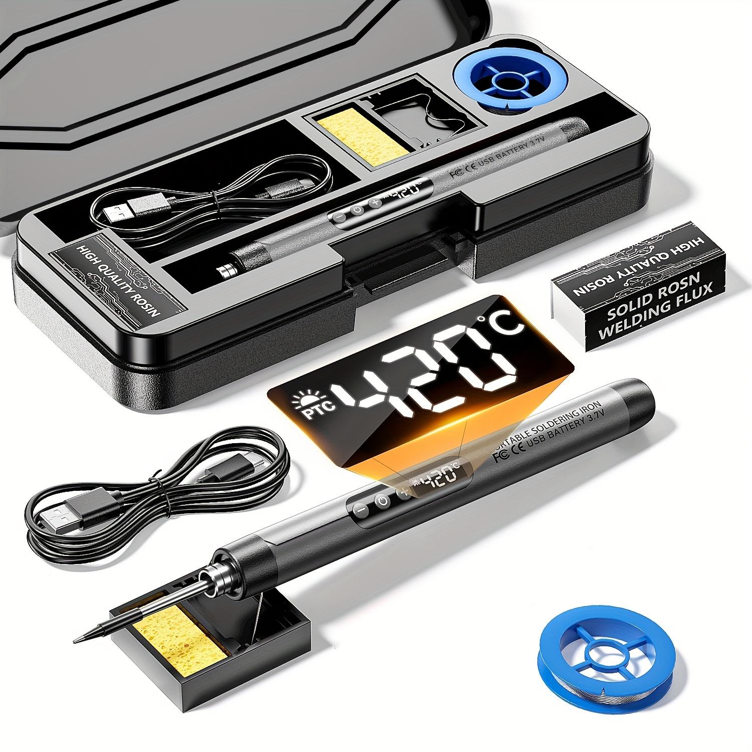 

1 шт. Мини беспроводной паяльник с цифровым дисплеем, 3 температурными режимами, USB-зарядка, портативный паяльник для ремонта бытовой техники темно-серого