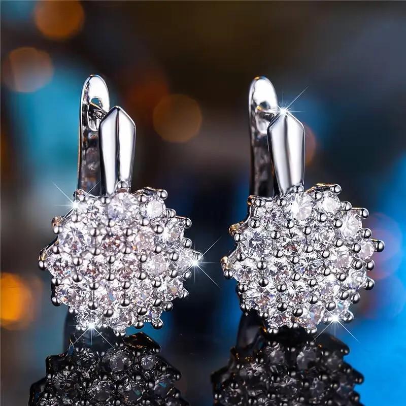 Russian Style Zircon Flower Ear Cuff Earrings for Women - Elegant Summer Fashion