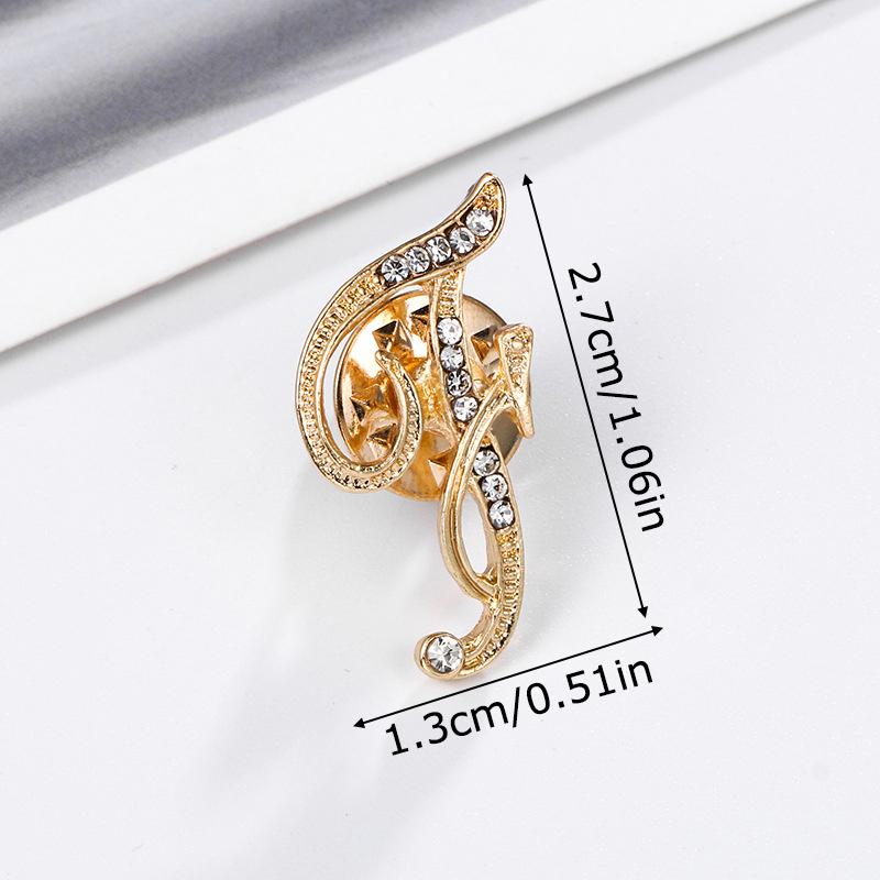 1PC Rhinestones Clothing Accessories Shirts Badge Gifts Lapel Pin Party Women's Brooches Dinner Letter Brooch Dress European A-Z