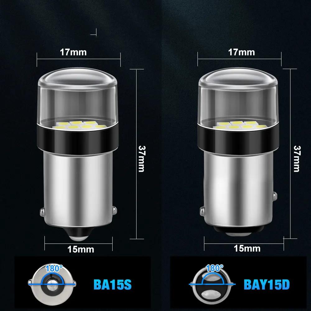 2Pcs Universal Car LED BA15S BAY15D Turn Signal Lights Bulbs Auto Reverse Lamp 12V White Lights Car Exterior Lights Accessories