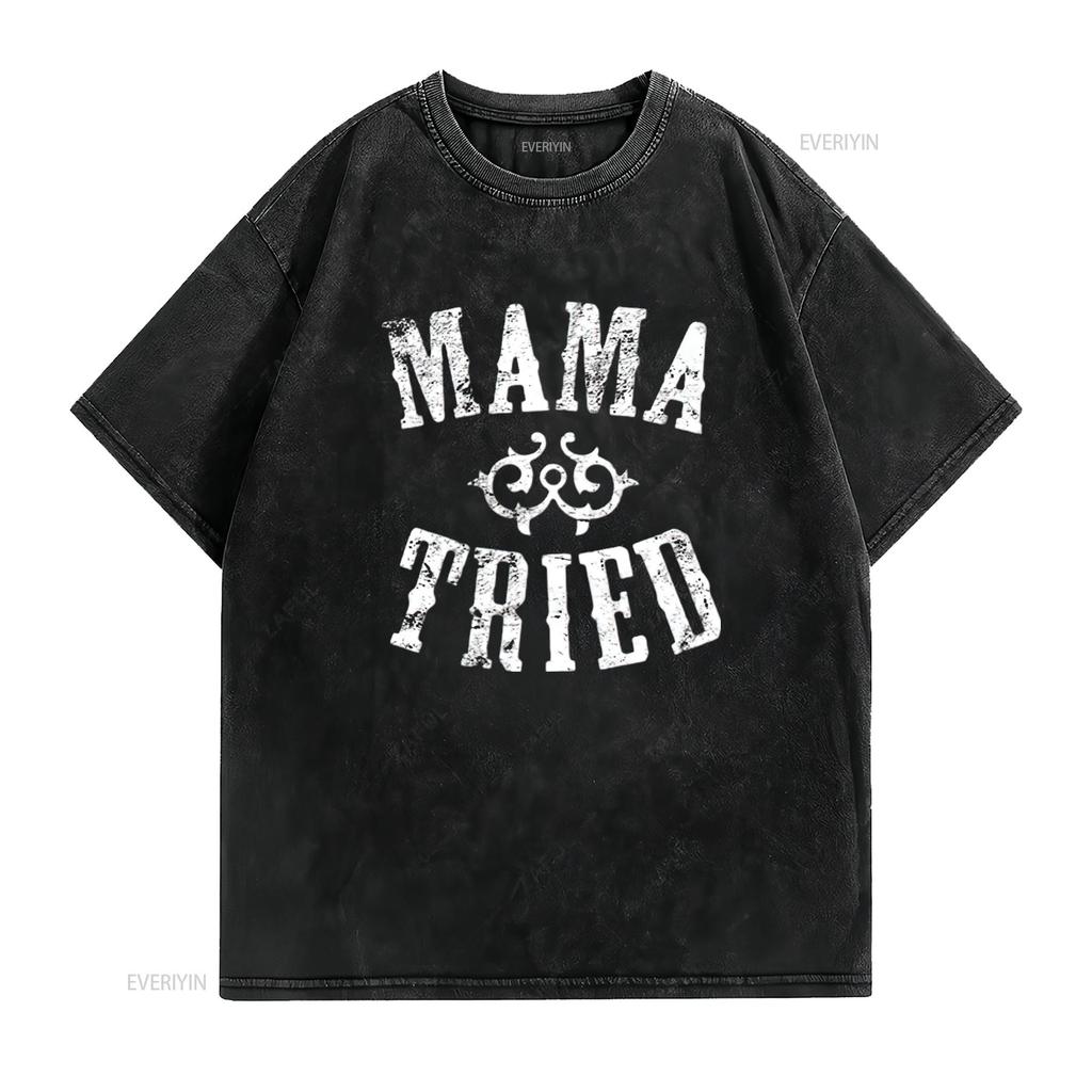 Mens Vintage Mama Tried Country Music Rodeo Premium T Shirt Black X Large vintage Washed Comfortable graphic Unisex Stretched