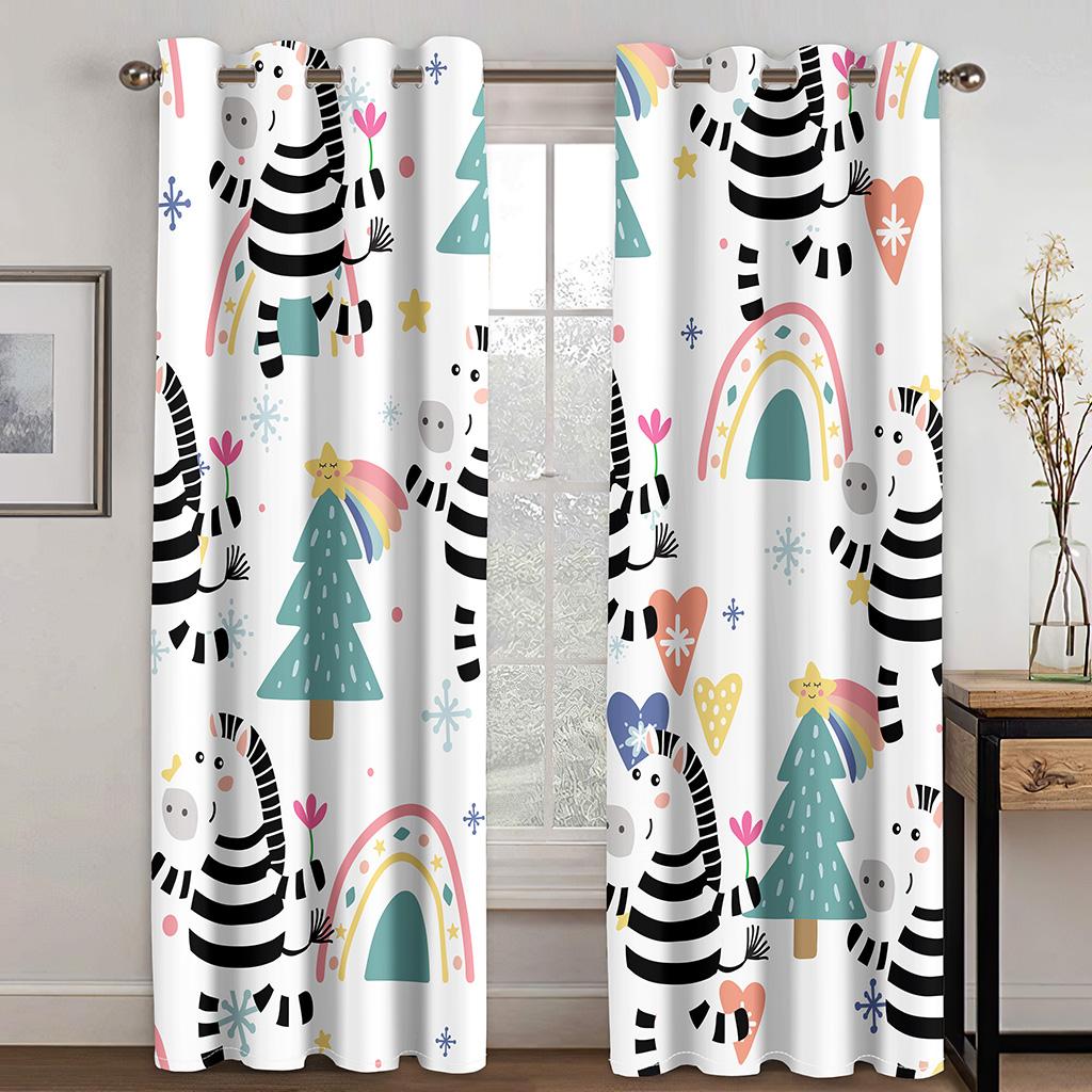 Aangepaste Olifant Schattige Cartoon Dinosaurus Dier Gordijnen Jongen Kinderkamer Slaapkamer Klaslokaal Kleuterschool Nieuw 3D Print Gordijn W50H60(CM)x2&Grommet Top