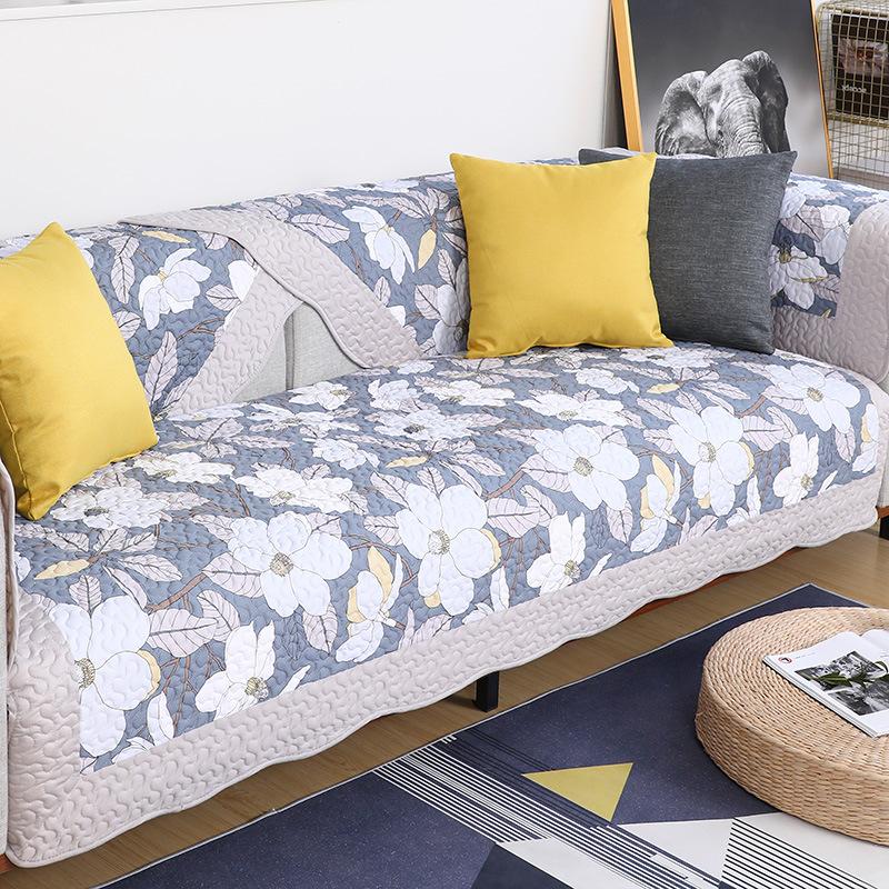 Cotton Sofa Cushion for All Seasons, Fabric Pastoral Leather Non-slip Cushion, Simple Modern All-inclusive Cover Cover