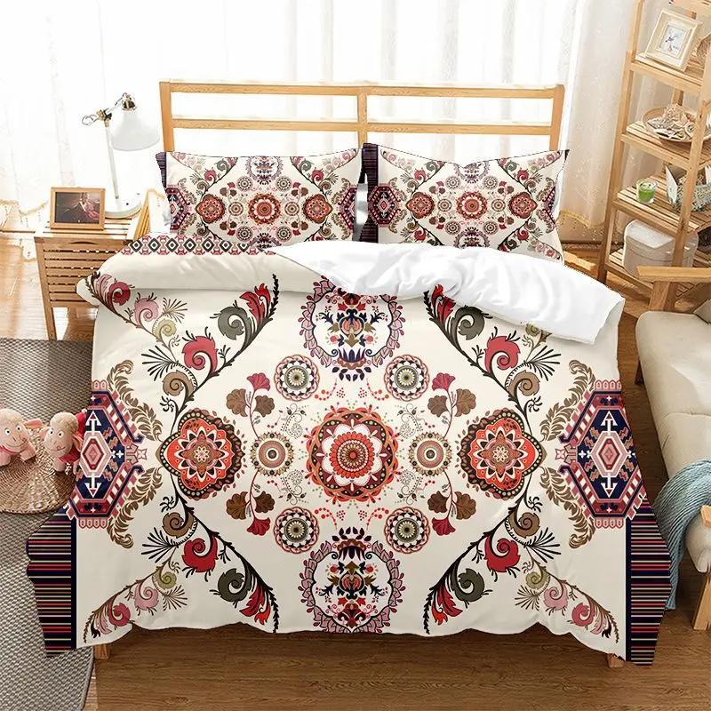 Kołdry Darmowa Dostawa Luksusowy Zestaw 2/3 Sztuki Poszewka na Kołdrę Styl Europejski Boho Kwiatowy 2 Osoby Zimowa Poszewka na Kołdrę