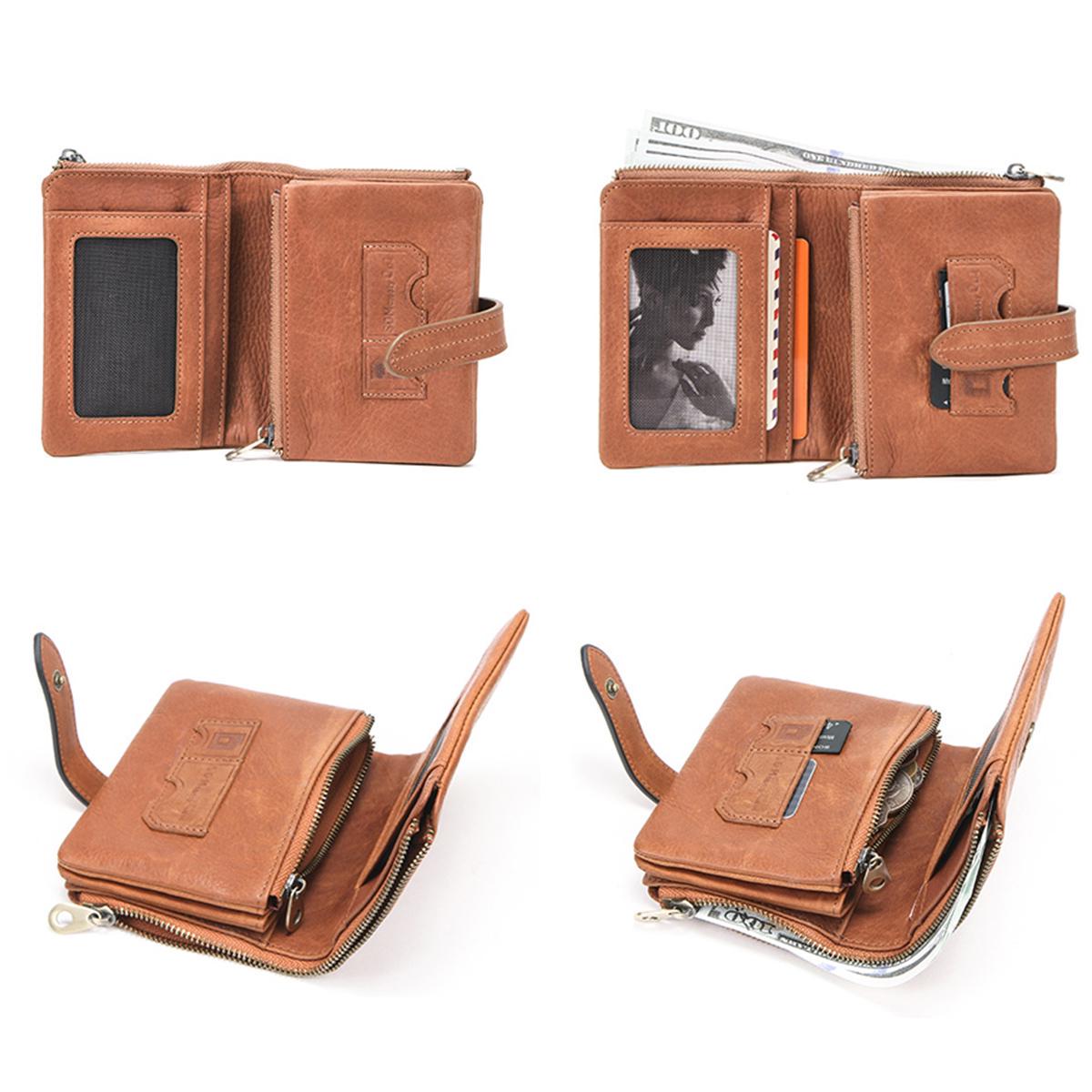 CONTACT S мужской компактный бумажник из натуральной кожи кофейный — фото 4