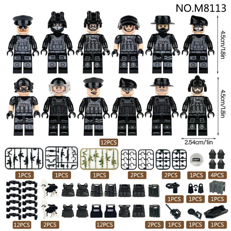 Tactical Soldier Mini Action Figures Building Blocks, SWAT Military DIY Toys with Armor, Ideal Gift for Boys & Adults