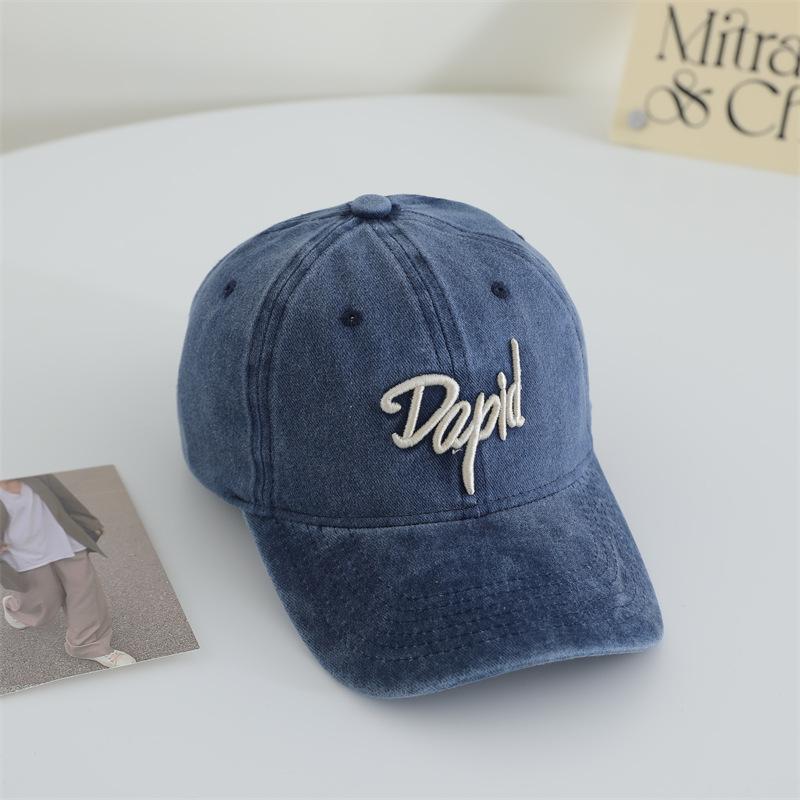 American Retro Old Baseball Hat Letter Embroidery Versatile Washing Soft Top Baseball Hat Women Show Small Face