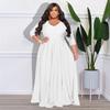 Elegantes Übergrößen V-Ausschnitt Einfarbig Sexy Hochzeitslanges Kleid für Frauen