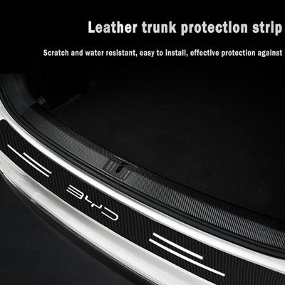 Car Rear Trunk Door Sill Bumper Guard Plate Stickers for BYD Atto 3 EV 2022 2023 Logo Carbon Fiber Anti Scratch Protector Decal