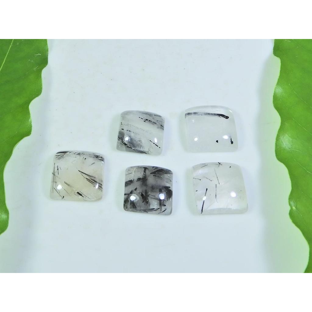 11X11MM Natural Black Rutile Square Cabochon Loose Gemstone 5 Pcs Lot A-240