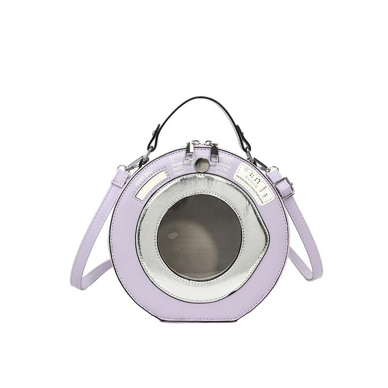 

Personalized and creative small bag women 2025 new fashion niche versatile washing machine shape portable messenger small round bag фіолетовий