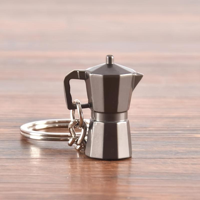 Mini Moka Pot Keychain Pendant Creative Coffee Barista Key Ring Cute Decor for Coffee Lovers Bag Accessory