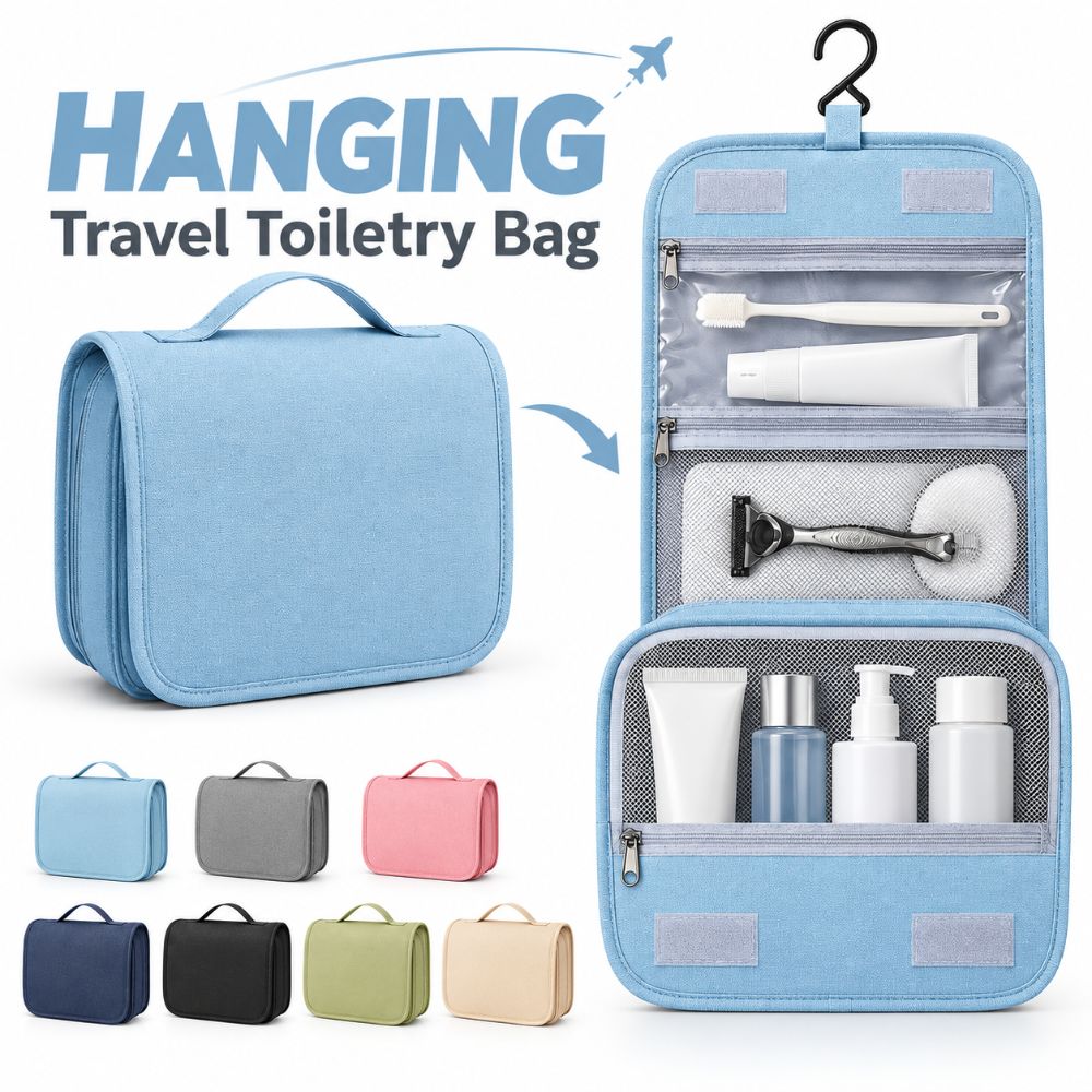 Foldable Travel Cosmetic Bag Hanging Hook Toiletry Organizer  Beauty Essentials