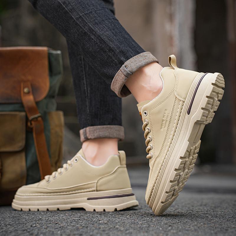 Pantofi pentru bărbați Pantofi sport noi pentru bărbați Toamnă cu talpă groasă Modă de lux Piele casual Îmbrăcăminte de lucru Pantofi sport Pantofi de motocicletă