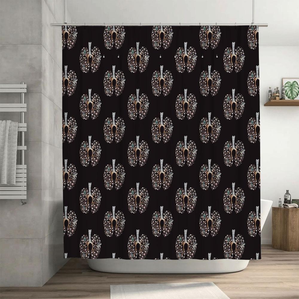 Botanical Shower Curtain Greenery Leaf Pattern Bathroom Decor Nature Theme Waterproof Fabric Shower Liner For Spa