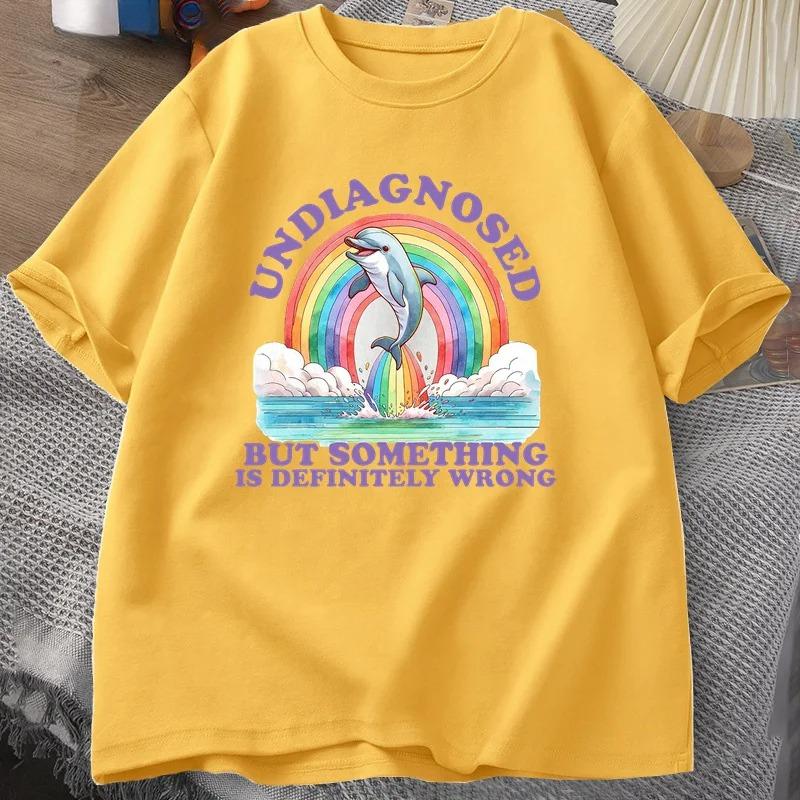 Undiagnosed But Something Is Definitely Wrong T-Shirt Vintage Women Clothes Summer Short Sleeve T Shirt Loose Tops