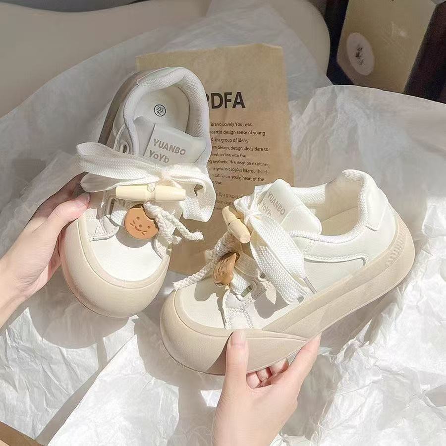 Chic board shoes spring and summer new thick-soled heightening casual niche retro bread shoes