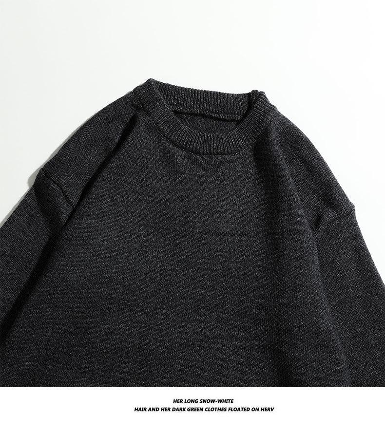 Pánský ležérní svetr s kulatým výstřihem v americkém retro stylu - Podzim/Zima Korejský pletený hoodie