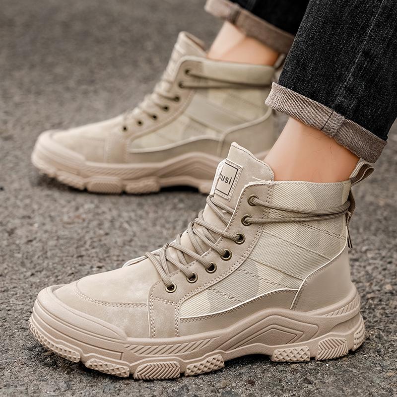 Men Boots New Platform Boots Outdoor Waterproof Casual Sneakers Working Men Ankle Boots Hiking Safety Shoes Mens Athletic