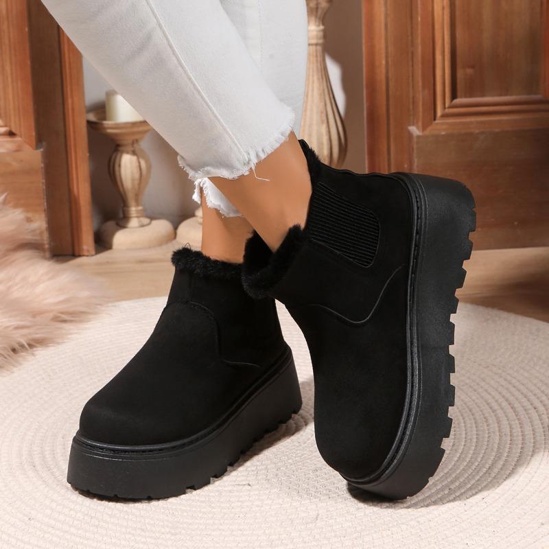 Fashion 2025 New Platform High Heel Women's Snow Boots Winter Casual Flat Shoes Ladies Short Plush Fur Warm Chelsea Ankle Boots Women