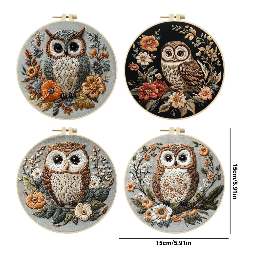 4 Pack Stamped Cross Stitch Kits with Embroidery Hoop Needles Threads Instruction Cross Stitch Set Cross Stitch Starter Kit