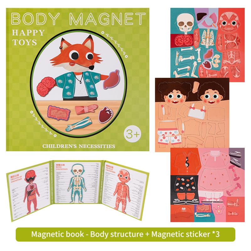 Montessori Children Toys Human Body Cognition Foldable Magnetic Higher Education Books Early Childhood Education Puzzle Learning