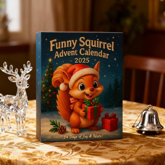 Yousheng Veverka Adventní kalendář 2025 24denní vánoční odpočítávací kalendář s 24 2D akrylovými ozdobami veverek pro sváteční výzdobu stromku