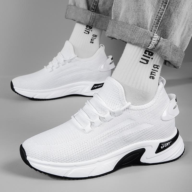 Invisible inner height increase 8CM fly-woven running shoes thick-soled muffin mesh sneakers fashionable, lightweight and breathable