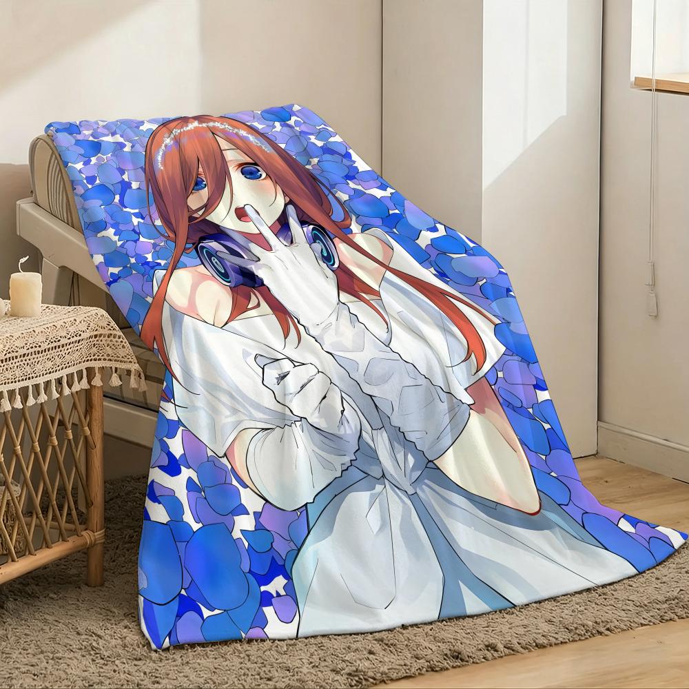 The Q-Quintessential Quintuplets Throw Lightweight 240G Flannel Blanket Soft Skin-Friendly For Summer Cooling
