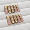 Nail art patch removable nail simple French star fake nail wearing nail three-dimensional water pipe nail diamond 24 pieces