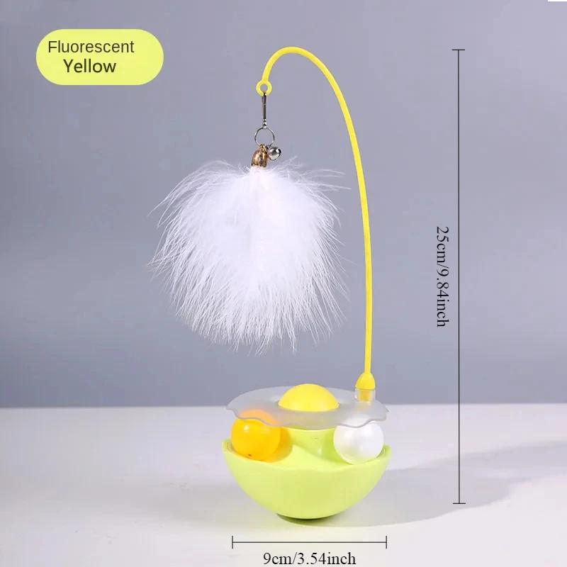 Tumbler Katzenspielzeug, abnehmbarer Stab, Feder, Kratzball, Anti-Biss-Drehteller, interaktives Spielzeug, interessantes Heimtierzubehör