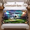 Soccer Theme Soft Blanket Personalized Custom Name Text Print Warm Blanket Home Sofa Bedroom Decor