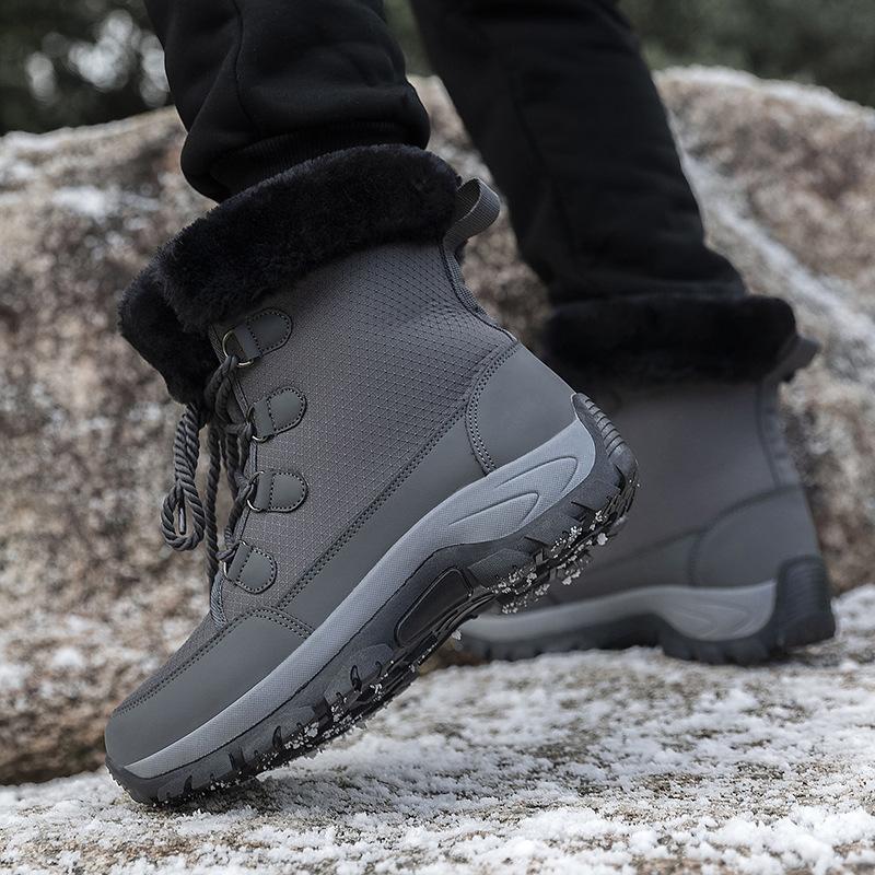 Winter large size velvet snow boots velvet warm couple cotton boots outdoor waterproof and non-slip cotton shoes