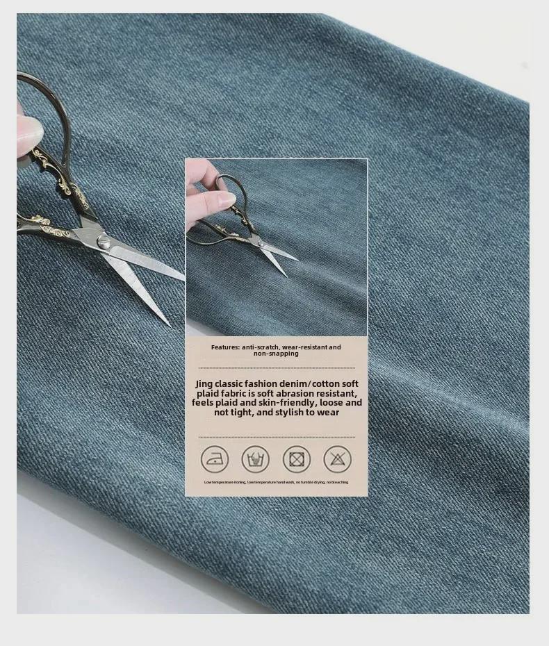 Damskie pluszowe ciepłe dżinsy z wysokim stanem i szerokimi nogawkami - styl amerykański, edycja jesienno-zimowa