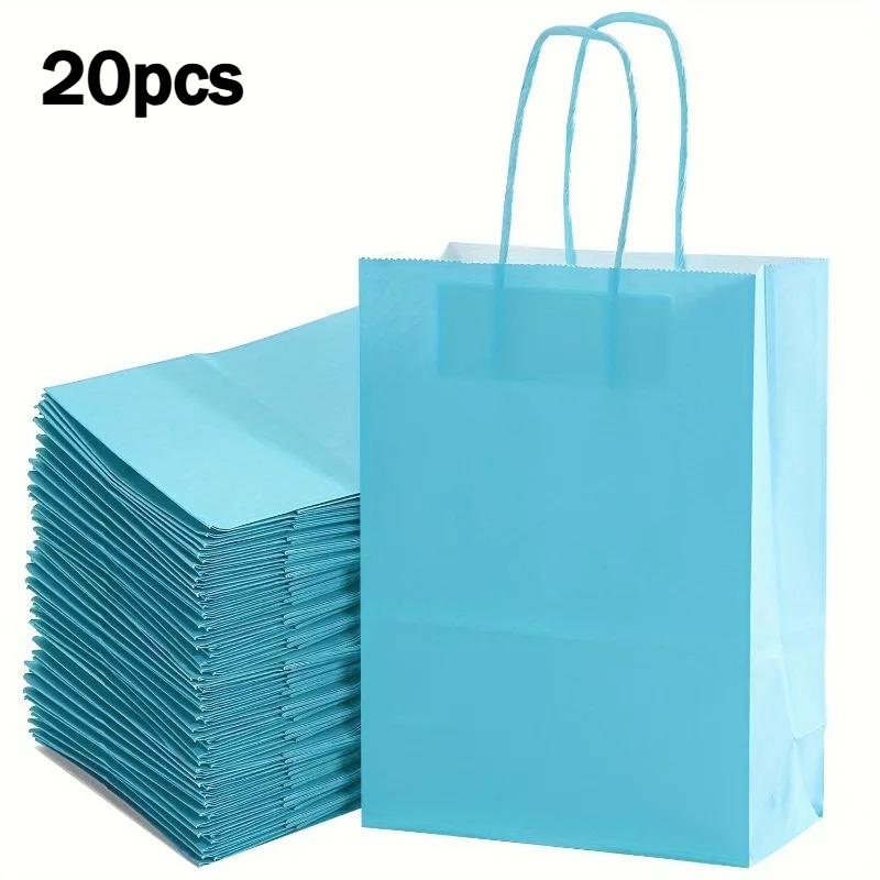 20pcs Paper Gift Bags Versatile Shopping Bags Reusable Colored Kraft Bags Gifts Storage Craft Projects Decorative Paper Bags
