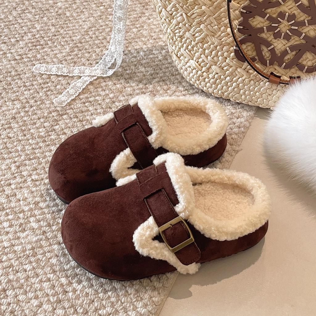 Round head retro thick-soled velvet cotton shoes women's new autumn and winter warm outer wear non-slip fluff