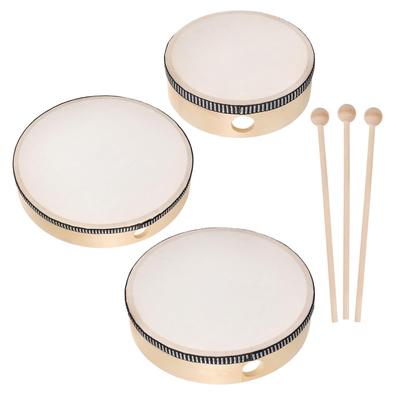 6-Pack Hand Drums, Wooden Frame Percussion Instrument Set for Beginners and Music Enthusiasts, EN71 & ASTM F963 Certified, with Storage Bag