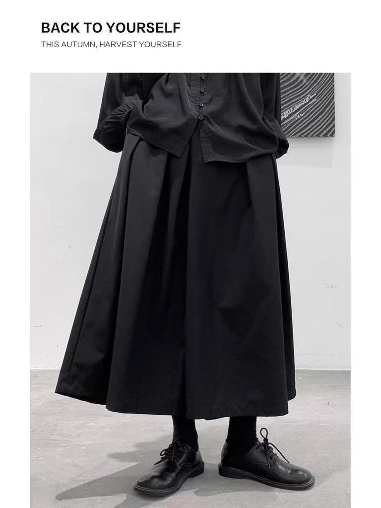 Yamamoto Damen High-Waist Culotte mit weitem Bein - Schlankmachend, lockere Passform.