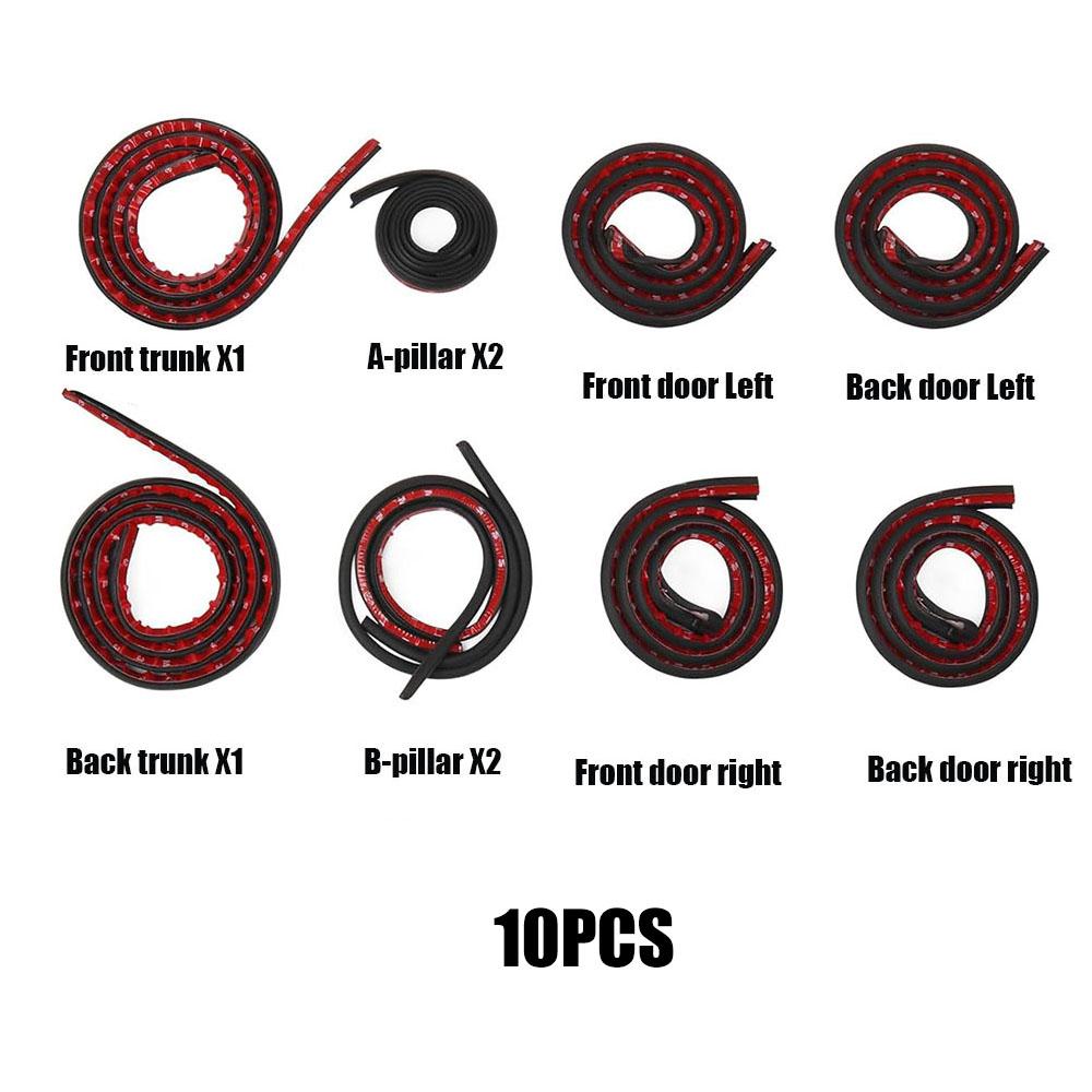10pcs Door Seal Soundproof Kit for Toyota RAV4 2020-2024 Rubber Weather Draft Seal Strip Wind Noise Kit Front Trunk Cover Strip 10PCS for RAV4