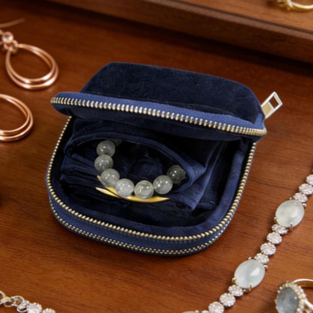 Double layer zipper bag large capacity jewelry storage ring pendant bracelet jewelry bag Travel Jewelry Case Organizer
